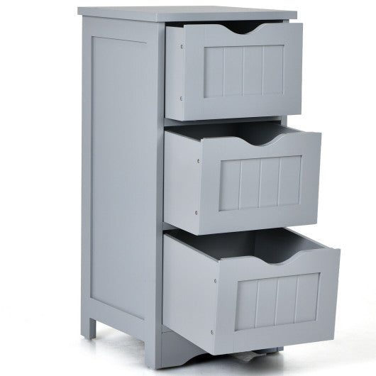 Bathroom Floor Freestanding Storage Organizer with 3 Drawers-Gray