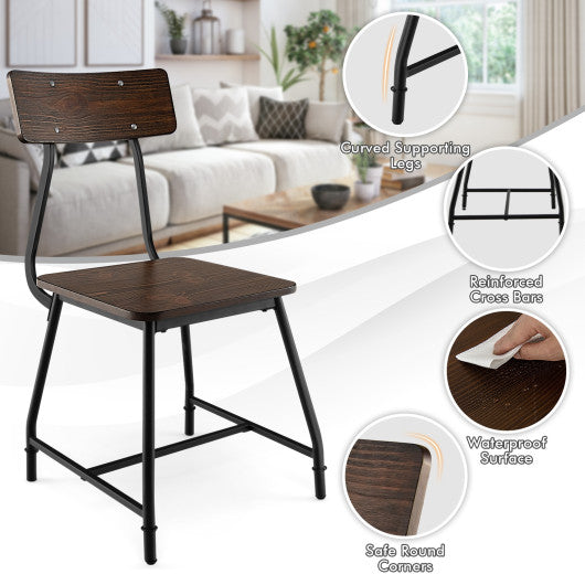 2 Pieces Modern Dining Room Side Chairs with Metal Frame-Brown