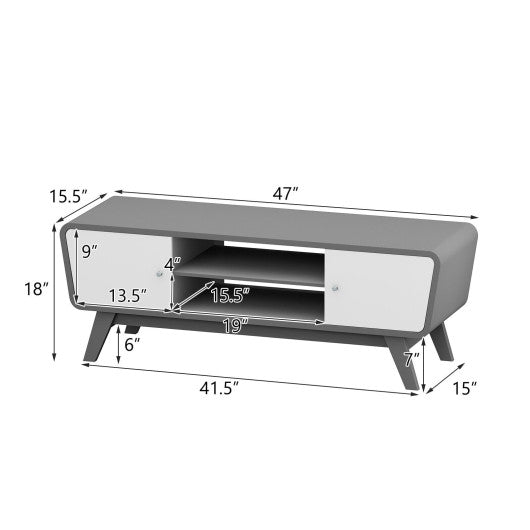 Sliding Door TV Stand with Adjustable Shelf for TVs up to 55 Inch-Gray
