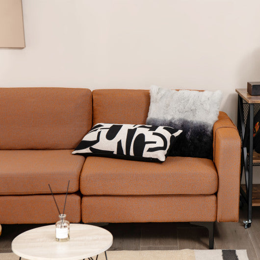 Modular 3-Seat L-shaped Sectional Sofa with Reversible Chaise and 2 USB Ports-Orange