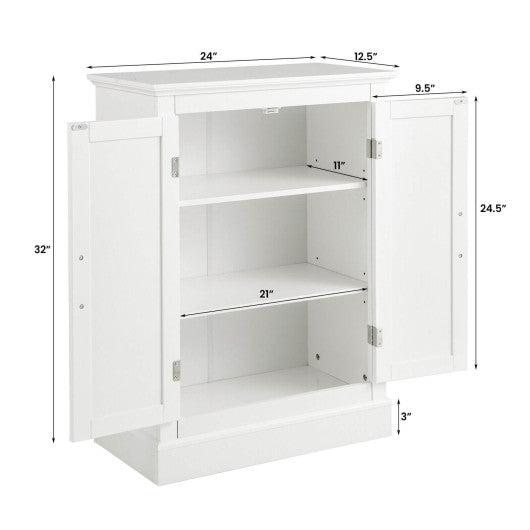 2-Door Freestanding Bathroom Cabinet with Adjustable Shelves-White