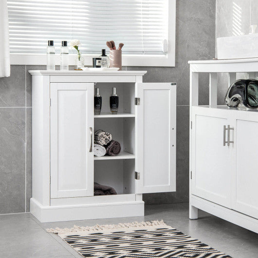 2-Door Freestanding Bathroom Cabinet with Adjustable Shelves-White