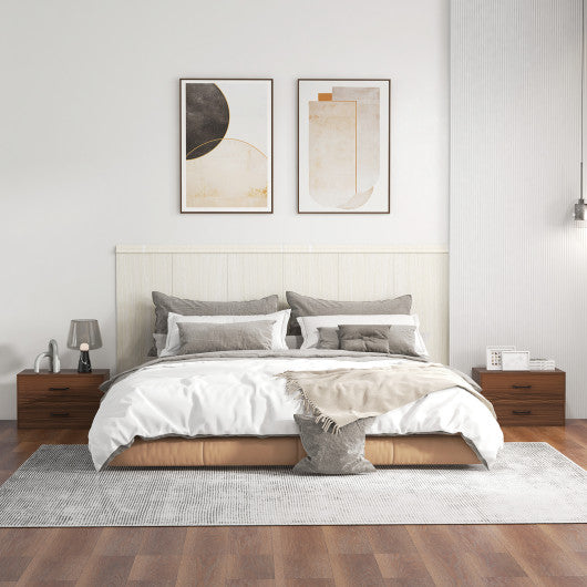 2-Drawer Stackable Horizontal Storage Cabinet Dresser Chest with Handles-Espresso