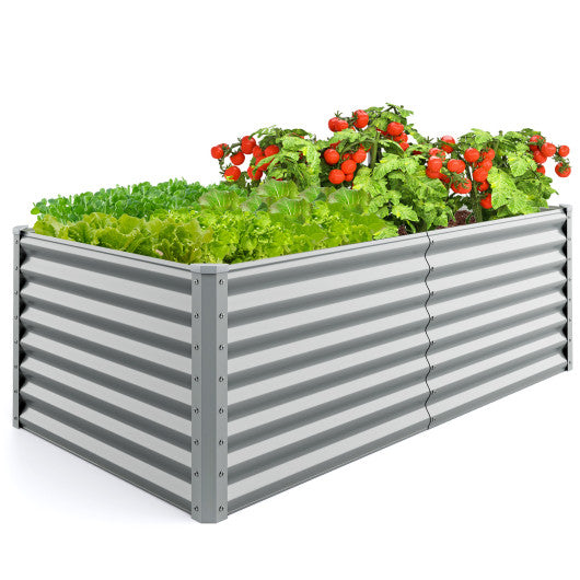 6 x 3 x 2 Feet Metal Rectangular Raised Garden Bed with Open Bottom Design-Gray