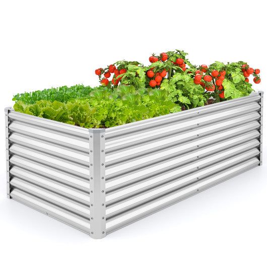 6 x 3 x 2 Feet Metal Rectangular Raised Garden Bed with Open Bottom Design-Silver