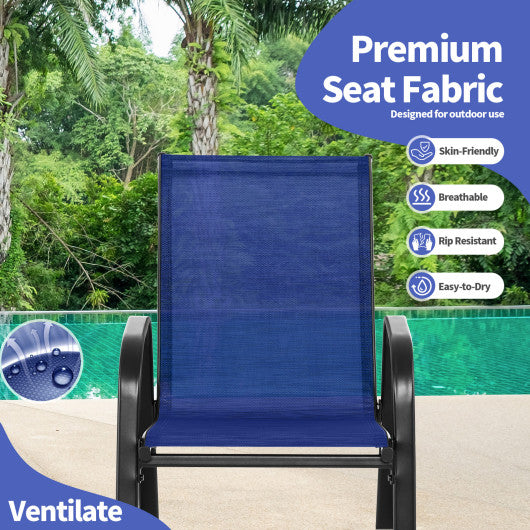 Set of 2 Metal Patio Rocking Chair with Breathable Seat Fabric-Navy