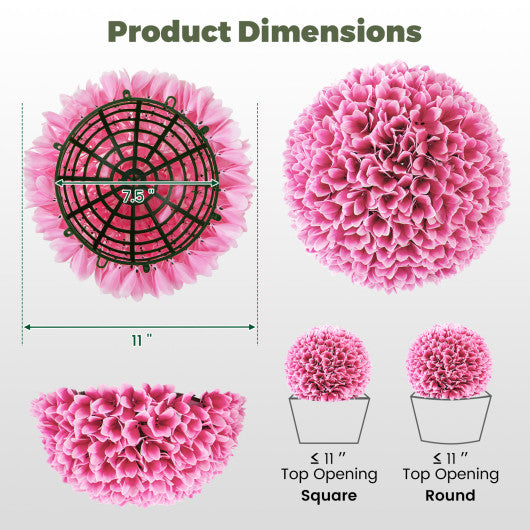 2 Pieces Artificial Plant Topiary Balls Faux Boxwood Decorative Balls-Pink