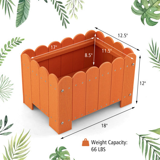 2 Pack Rectangular Planter Box with Drainage Gaps for Front Porch Garden Balcony-Orange