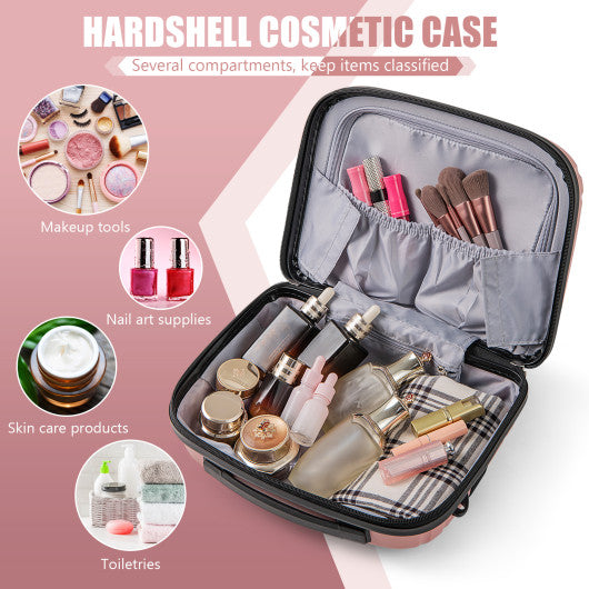 2-Piece Luggage Set 20 Inch Carry-on Suitcase and 14 Inch Cosmetic Case-Pink