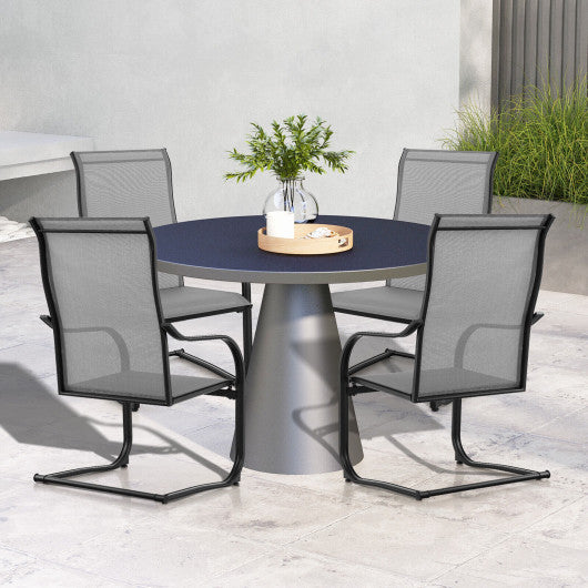 2 Pieces C-Spring Motion Patio Dining Chairs with Breathable Fabric-Gray