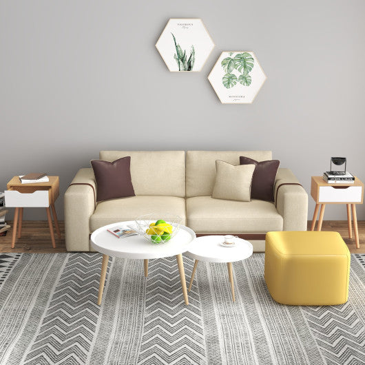 Set of 1/2 Modern Nightstand with Storage Drawer for Bedroom Living Room-2 Pieces