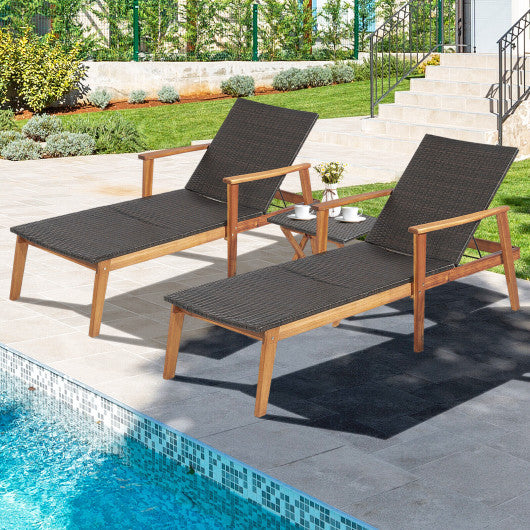 Patio Chaise Lounge and Table Set with 4-Level Adjustable Backrest