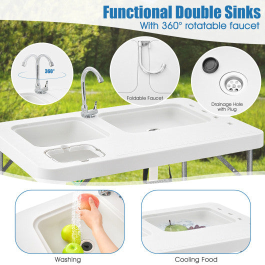 2-in-1 Folding Fish Cleaning Table-White