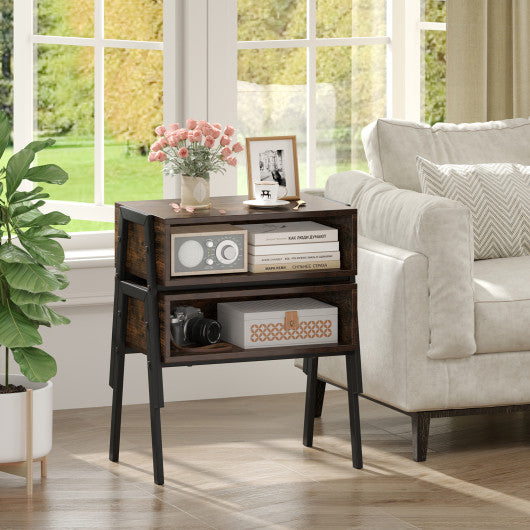 2 Pieces Stackable Night Stand Bedside End Table Set