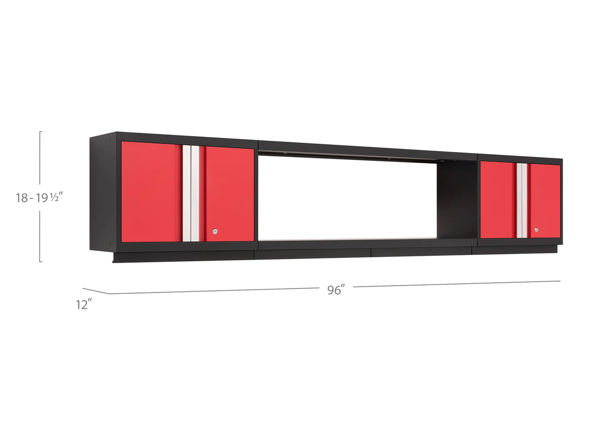 Bold Series 3 Piece Cabinet Set with Wall Cabinets and 48. in Display Shelf