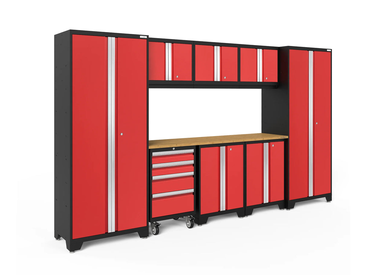 Bold Series 9 Piece Cabinet Set with 2 Base, Tool, Wall Cabinets and 30 In. Lockers