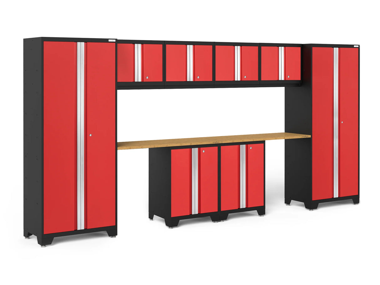 Bold Series 10 Piece Cabinet Set with Base, Wall Cabinet, 30 In. Locker and Worktop