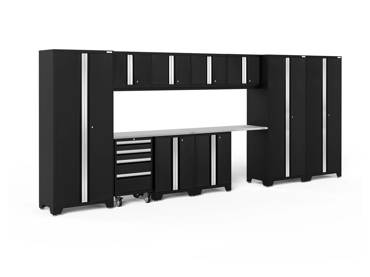 Bold Series 12 Piece Cabinet Set with Tool, Base, Wall Cabinets and 3 Lockers