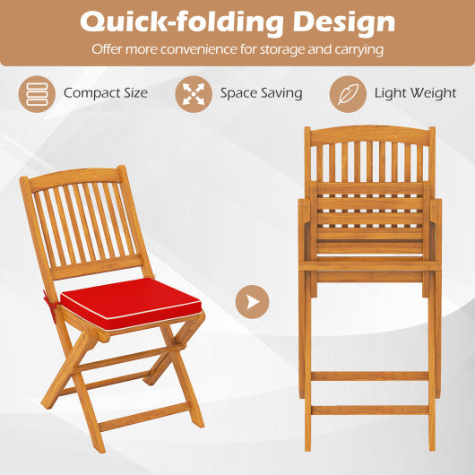 Outdoor Folding Chairs with Seat Cushions Set of 2-Red