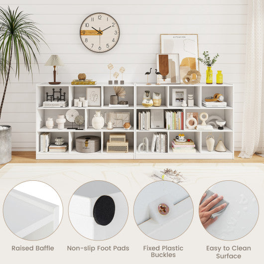 3-Tier Open Bookcase 8-Cube Floor Standing Storage Shelves Display Cabinet-White