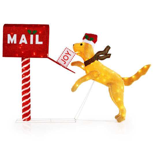 3.5 ft Christmas Mail Box with Dog and 120 Warm White LED Lights