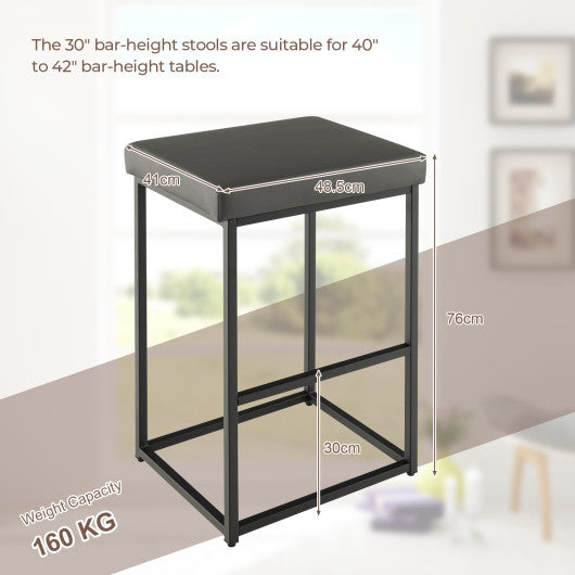 30 Inch Barstools Set of 2 with PU Leather Cover-Gray