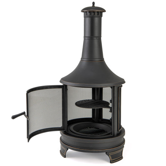 30 Inch Outdoor Fire Pit Chininea with Grill for Garden Backyard BBQ Bonfire Deck and Patio