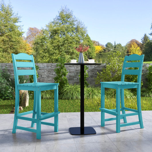 30 Inches Counter Height HDPE Bar Stool with Backrest and Footrest-Turquoise