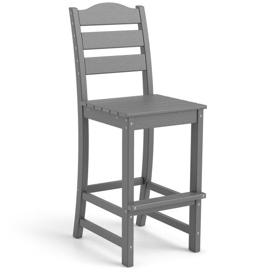 30 Inches Counter Height HDPE Bar Stool with Backrest and Footrest-Gray