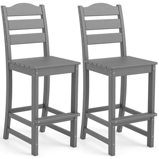 30 Inches Counter Height HDPE Bar Stool with Backrest and Footrest-Gray