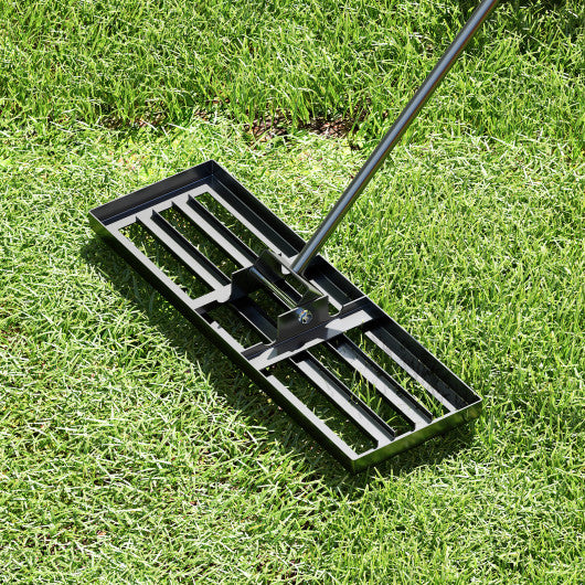 30 x 10 Inch Lawn Leveling Rake with Ergonomic Handle-Black