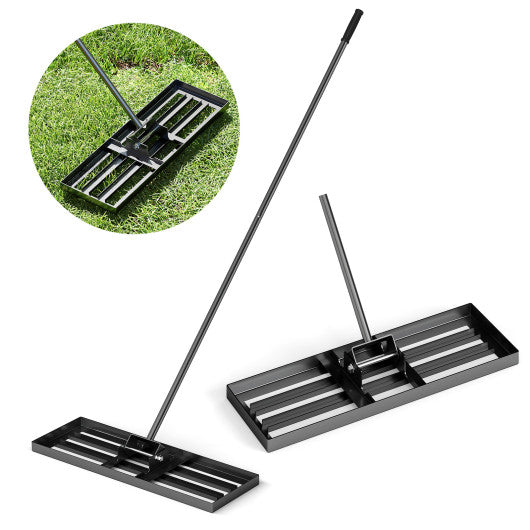 30 x 10 Inch Lawn Leveling Rake with Ergonomic Handle-Black