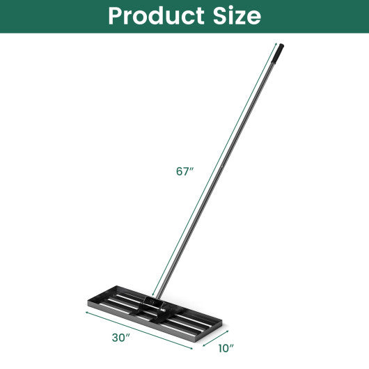 30 x 10 Inch Lawn Leveling Rake with Ergonomic Handle-Black