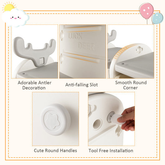 31 Inch Toy Chest and Bookshelf for Toddlers with Enclosed Cabinets and Pull-out Drawers