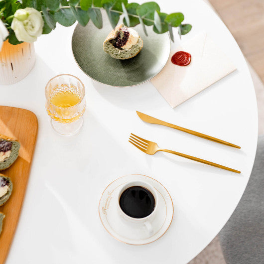 32 Inch Modern Tulip Round Dining Table with MDF Top-White