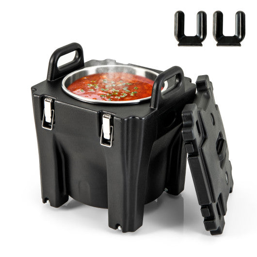 32 QT Portable Insulated Food Carrier with Stainless Steel Barrel for Catering Camping-Black