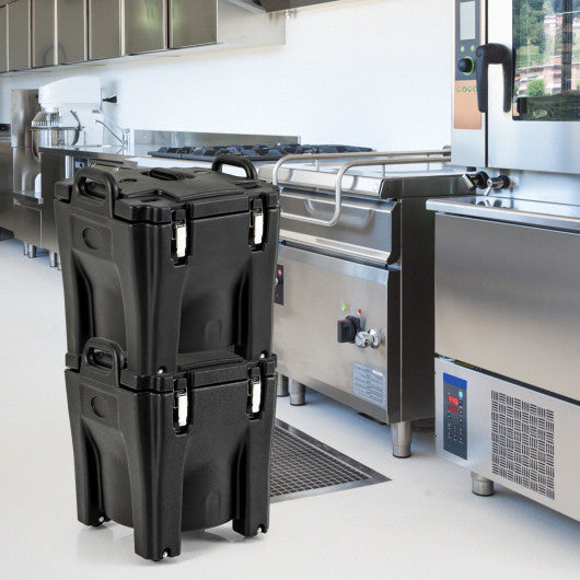 32 QT Portable Insulated Food Carrier with Stainless Steel Barrel for Catering Camping-Black