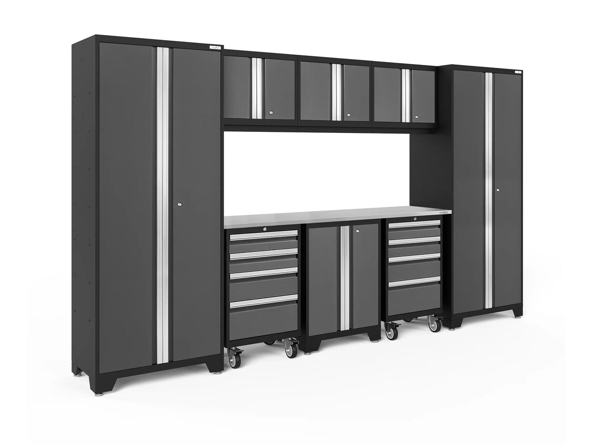 Bold Series 9 Piece Cabinet Set with 2 Tool, Base, Wall Cabinets and 30 In. Lockers