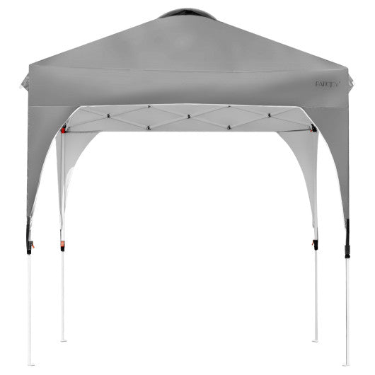 6.6 x 6.6 Feet Outdoor Pop Up Height Adjustable Canopy Tent with Roller Bag-Gray