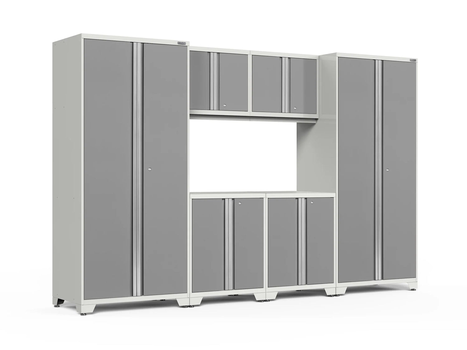 Pro Series 6 Piece Cabinet Set with Wall, Base Cabinets and Lockers
