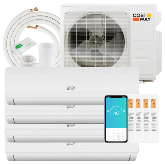 36000 BTU 4 Zone 19 SEER2 Mini Split AC with Heat Pump-9K + 9K + 9K + 18K