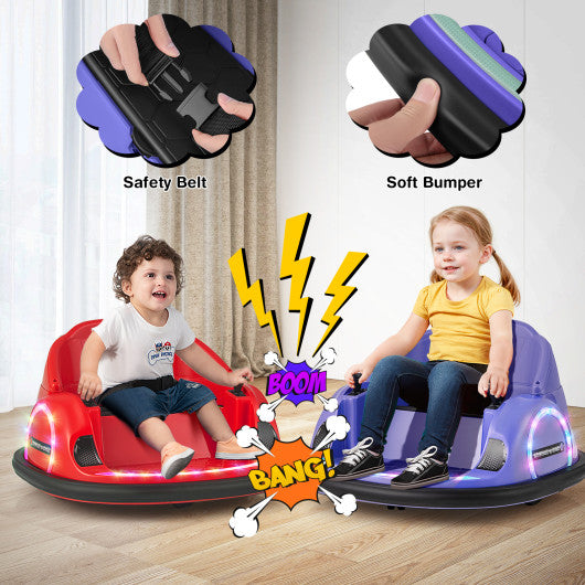 12V 360° Ride on Bumper Car for Toddlers with Remote Control-Purple