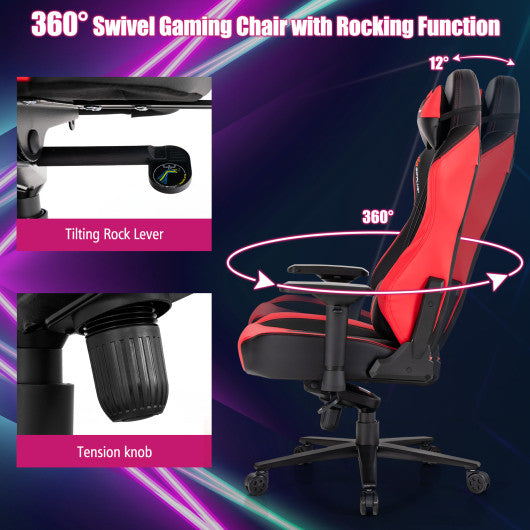 360° Swivel Computer Chair with Casters for Office Bedroom-Red