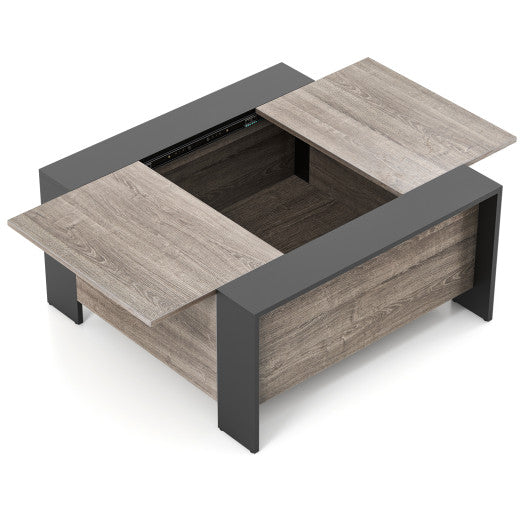 36.5 Inch Coffee Table with Sliding Top and Hidden Compartment-Gray