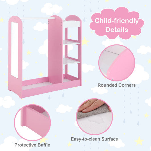 Kids Dress Up Storage with Mirror-Pink