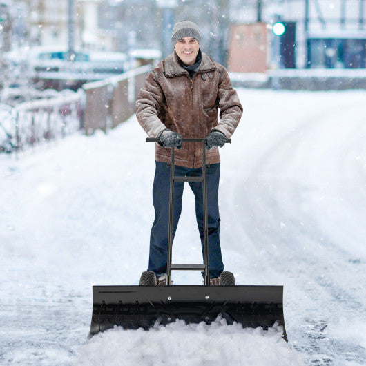 36 Inches Snow Shovel with Wheels and Adjustable Angle-Black
