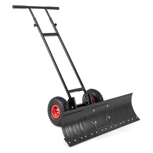 36 Inches Snow Shovel with Wheels and Adjustable Angle-Black