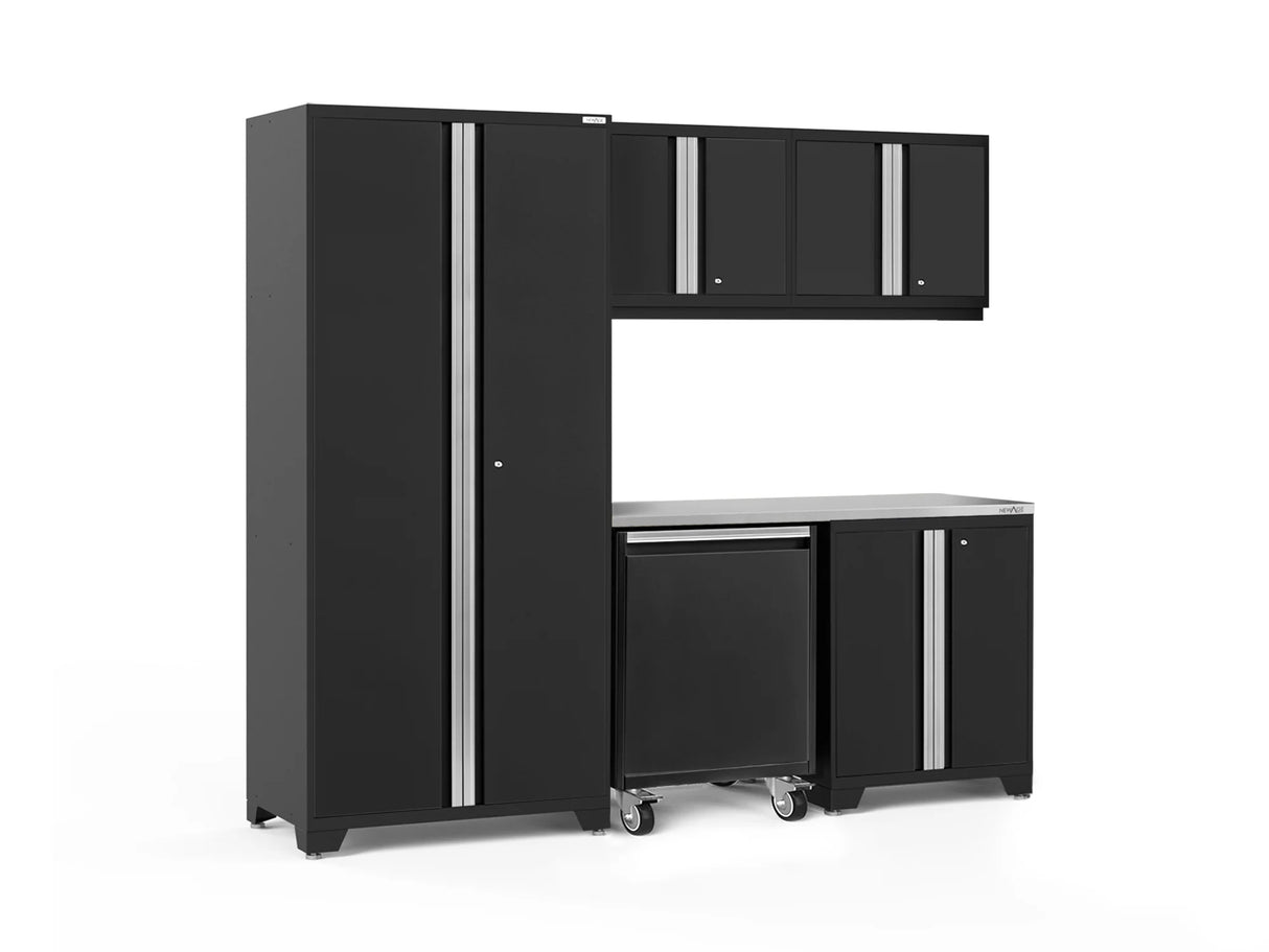 Pro Series 6 Piece Cabinet Set with Base, Wall Cabinet, Locker and Utility Cart