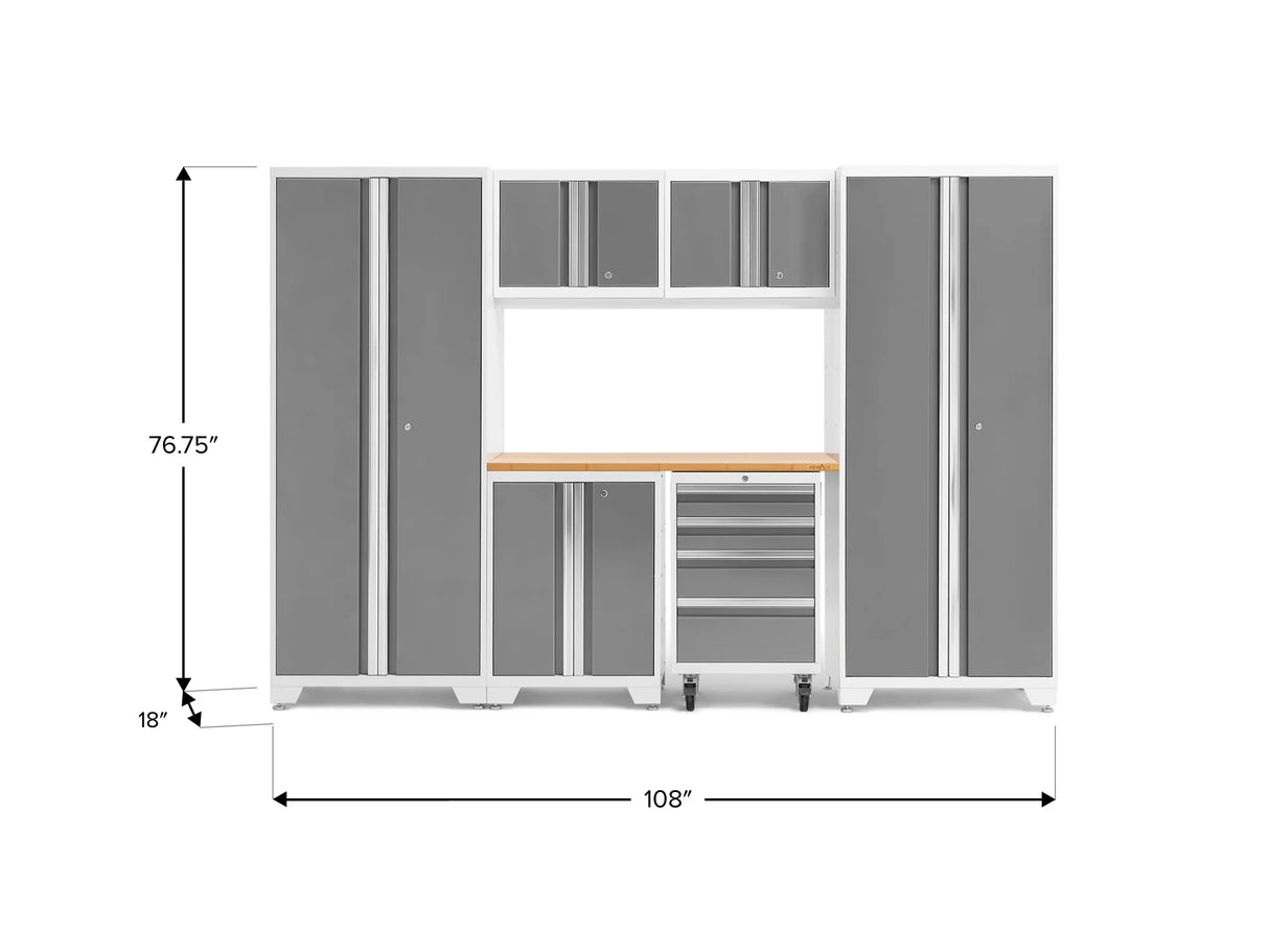 Bold Series 7 Piece Cabinet Set with Tool, Base, Wall Cabinets and 30 In. Lockers
