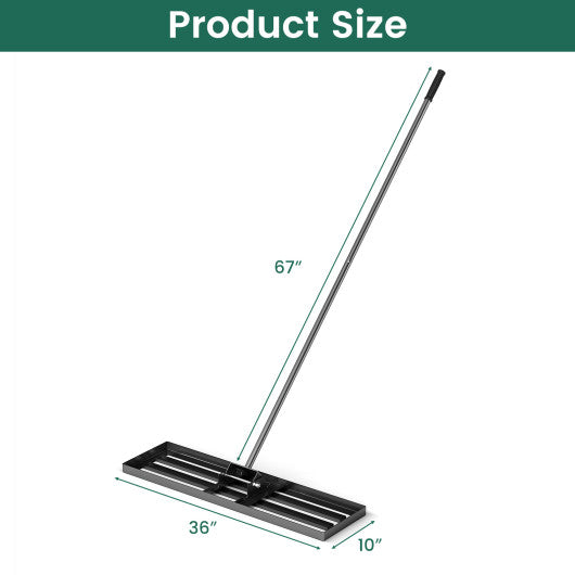 36 x 10 Inch Lawn Leveling Rake with Ergonomic Handle-Black
